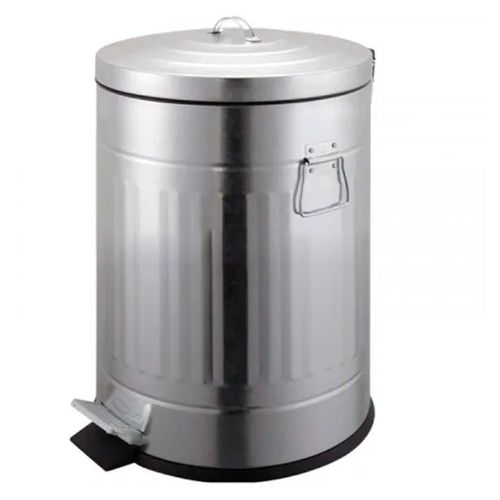 Basurero Vintage Redondo 20 Lts Plateado