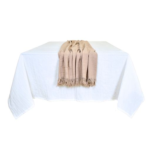 Camino de Mesa Algodón Beige 40x150 Cm Atenas Blanco Paris