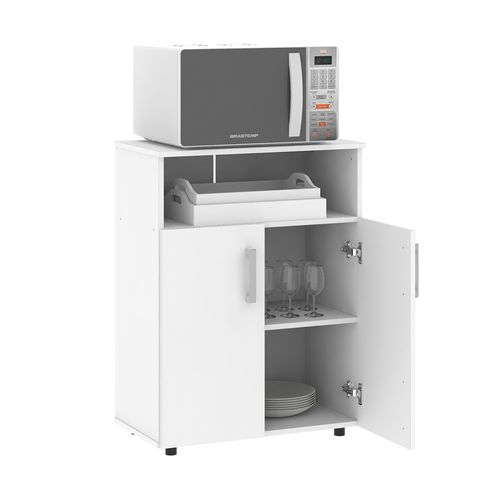 Mueble Auxiliar Microondas 85X36X81.5 Cm Melamina 2 Puertas 3 Espacios Blanco Dielfe