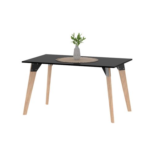 Mesa de Comedor 136x82x75 Cm Melamina Negro Oslo Dielfe