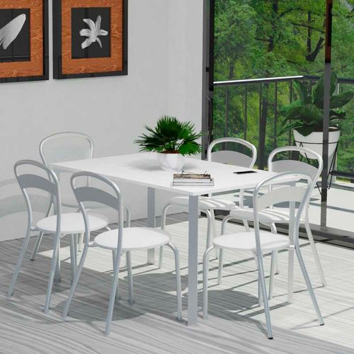 Mesa de Comedor 130x82x76 Cm Melamina Blanca Milano Dielfe