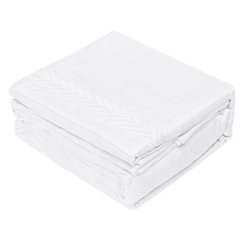 Juego de Sábanas Satén de Algodón Blanco 2 Plazas 220 Hilos Bordada Cotidiana