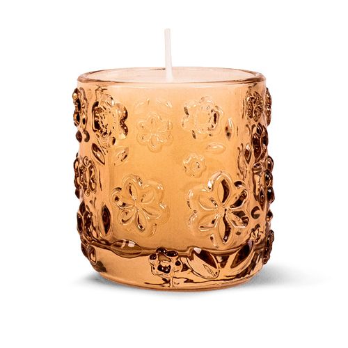 Portavelas Vidrio Naranja 6.5x6.5 Cm Organic Spa