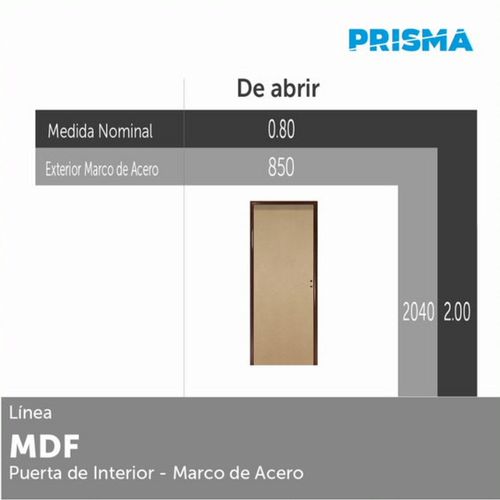 Puerta 200x80 Cm MDF Marrón Apertura Izquierda Prisma Oblak