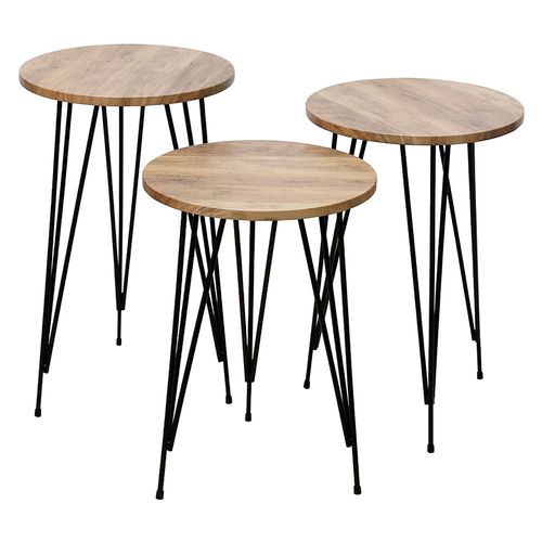 Mesa ratona Izan natural/negro 3 piezas M+Design