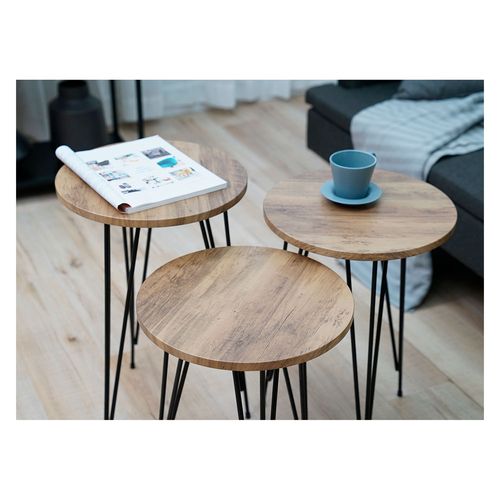Mesa ratona Izan natural/negro 3 piezas M+Design
