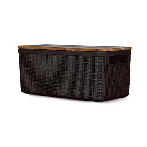 Caja Organizadora 34,5x16,5x14,5 Cm 7.4 Lts Polipropileno Negro Tapa Teca Nitronplast
