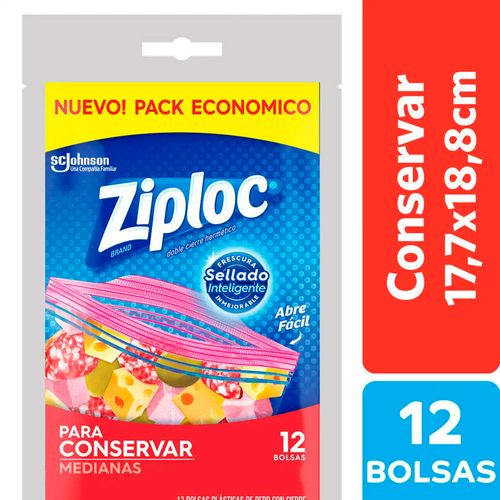 Bolsas Herméticas Medianas Plástico Transparente 12 Un Ziploc