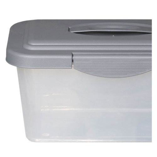 Caja Organizadora 6 Lts Plástico Traslúcida Tapa Gris Cotidiana