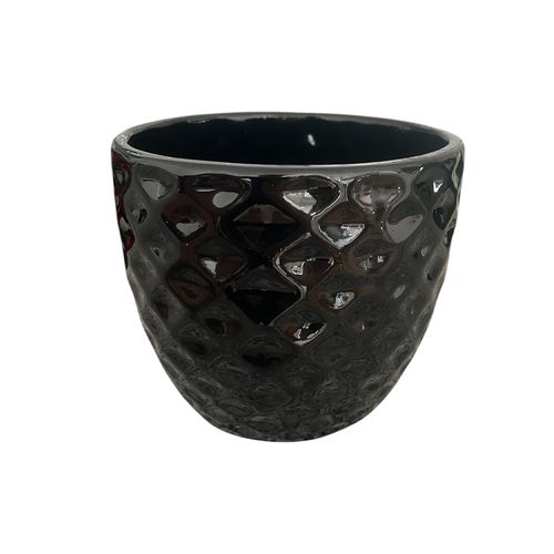 Maceta Cerámica 20x20 Cm Negra Rombos Oh Si Housee