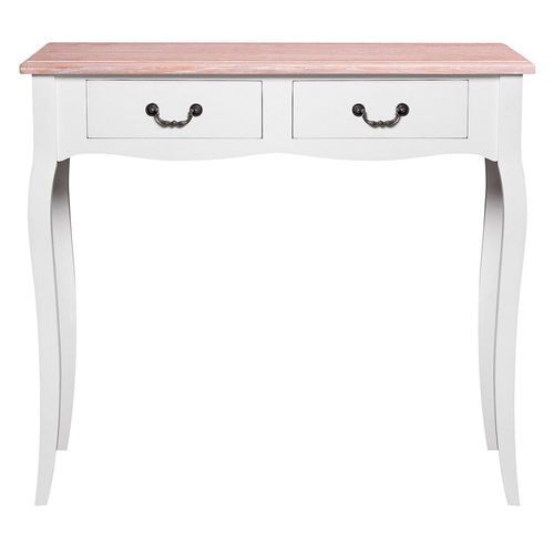 Mesa de Arrime 78x87x34 Cm Madera/MDF Blanco/Natural Provenzal M+Design