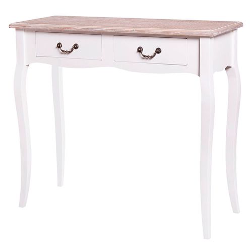 Mesa de Arrime 78x87x34 Cm Madera/MDF Blanco/Natural Provenzal M+Design