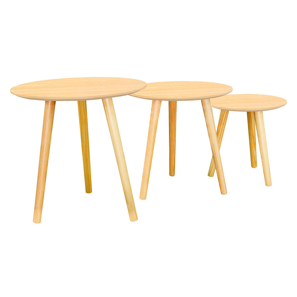 Set Mesa Auxiliar 45x45 Cm MDF Natural Grape M+Design