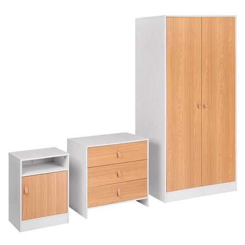 Clóset + cajonera + mesa de luz blanco/natural M+Design
