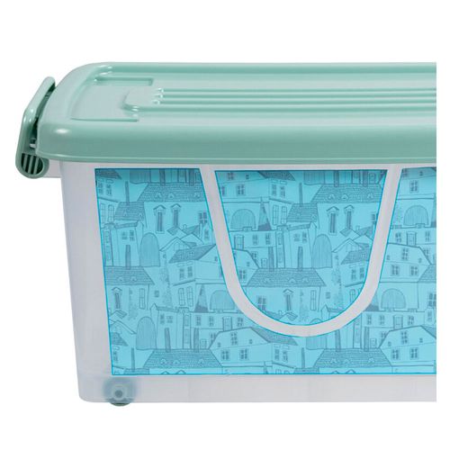 Caja Organizadora con Ruedas 38,5x28,5x20,5 Cm 13 Lts Plástico Turquesa Cotidiana