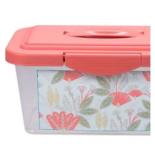 Caja Organizadora 6 Lts Plástico Floral Rosa Cotidiana