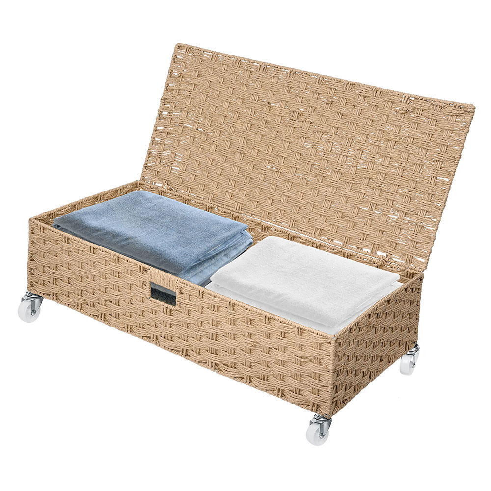 Caja Rígida Modular Con Ruedas Tejido Natural 21X90X40 Cm Hacks & Racks ...