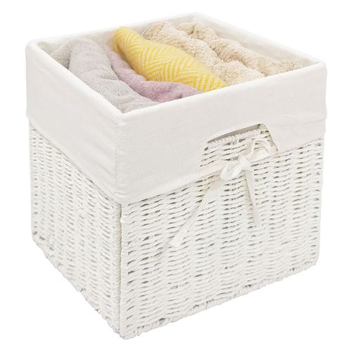Canasto Con Tela Alto Tejido Blanco 30X30X30 Cm Hacks & Racks