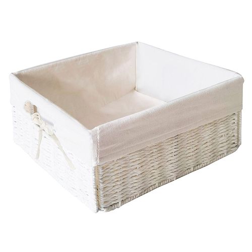 Canasto Con Tela Bajo Tejido Blanco 15X30X30 Cm Hacks & Racks