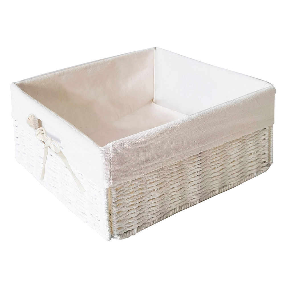 Canasto Con Tela Bajo Tejido Blanco 15X30X30 Cm Hacks & Racks