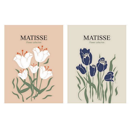 Cuadro Matisse Flores Beige/Azul 40x30 Cm M+Design