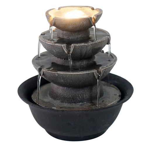 Fuente de Agua Cascada LED 22x21 Cm Poliresina Outzen