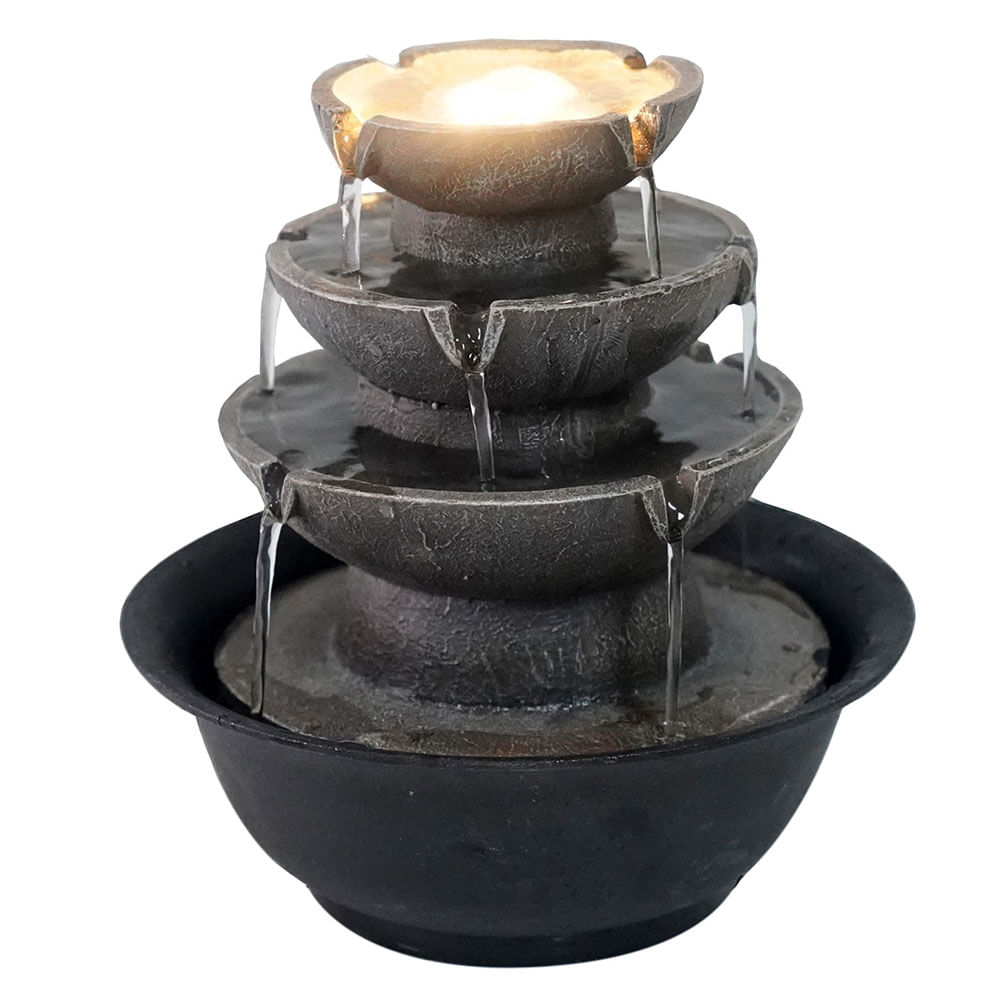 Fuente de Agua Cascada LED 22x21 Cm Poliresina Outzen
