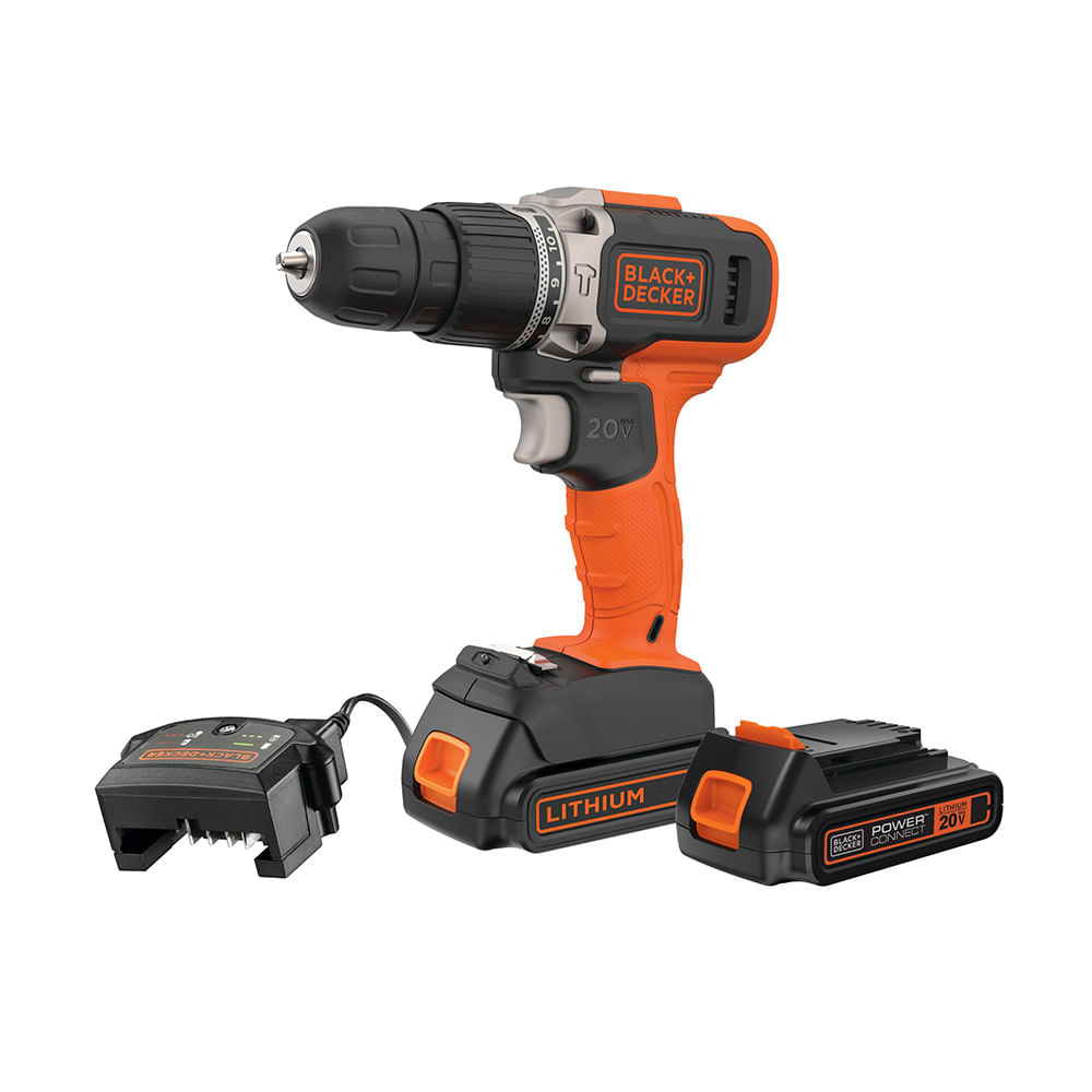 Taladro Percutor Inalámbrico 20V 10 Mm + 1 Batería BCD704C1-AR Black & Decker
