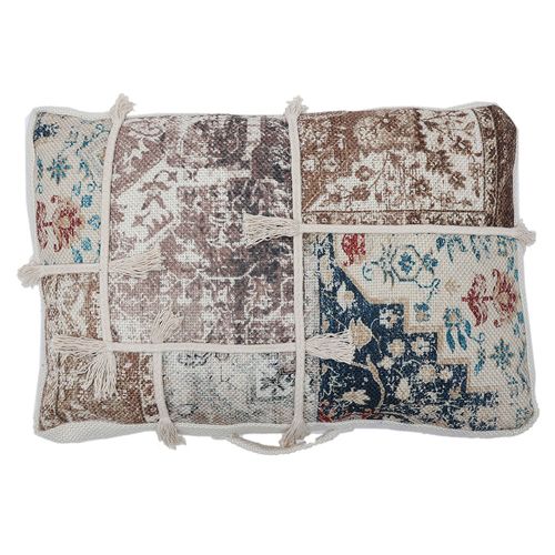Almohadón Poliéster Beige/Azul/Marrón 10x40x60 Cm D4 M+Design