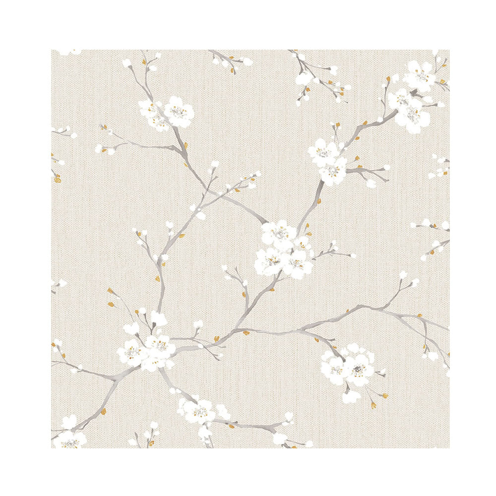 Empapelado Floral Blanco 52 Cm X 10 Mts Viva La Casa Muresco