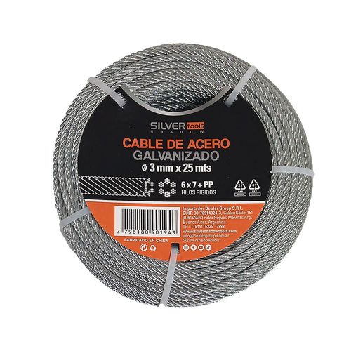 Cable Acero Galvanizado 3 Mm X 25 Mts Silver Shadow