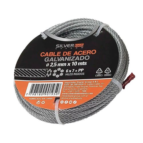 Cable de Acero Galvanizado 2.5 Mm X 10 Mts Silver Tools