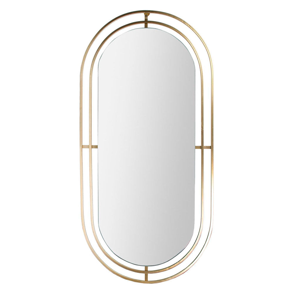 Espejo Decorativo Ovalado Metal Dorado Bistró 90x42.5 Cm M+Design