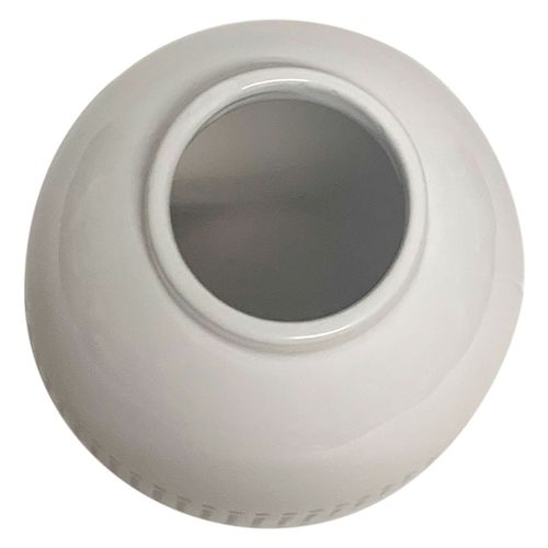 Florero Étnico Dolomita Blanco con Diseño Lineal 20x14x14 Cm M+Design