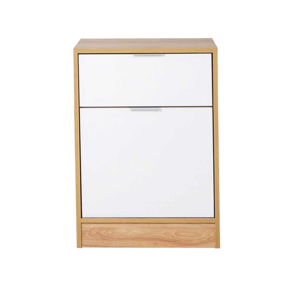 Mesa de Luz 68.5x47x38.3 Cm Hickory/Blanco 1 Cajón 1 Puerta Murano Ricchezze