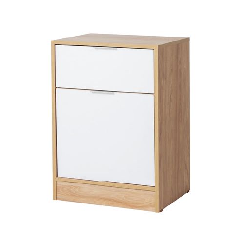 Mesa de Luz 68.5x47x38.3 Cm Hickory/Blanco 1 Cajón 1 Puerta Murano Ricchezze