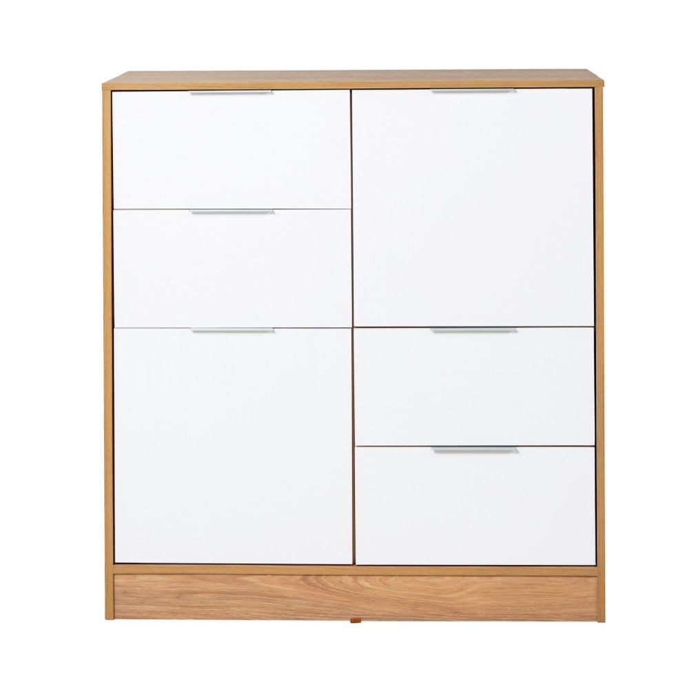 Cómoda 101x90x42.8 Cm Hickory/Blanco 2 Puertas 4 Cajones Murano Ricchezze