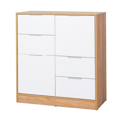 Cómoda 101x90x42.8 Cm Hickory/Blanco 2 Puertas 4 Cajones Murano Ricchezze