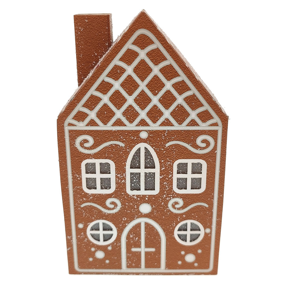 Casa Navideña con Luz Led Decorativa Marrón 15 x 9 Cm Ginger M+Design
