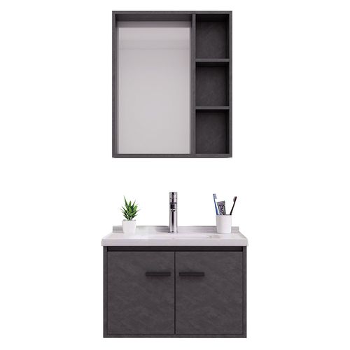 Vanitory 2 Puertas 70x60 Cm Madera Terciada Gris Greta II Vessanti