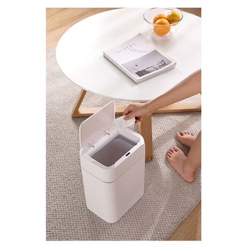 basurero plastico sensor 12lt blanco