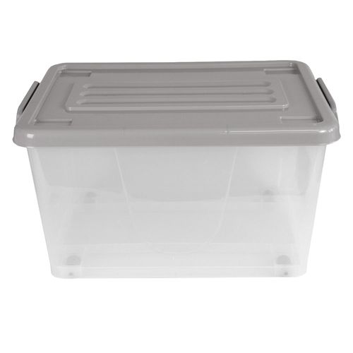 Caja organizadora transparente/gris polipropileno 26L Cotidiana