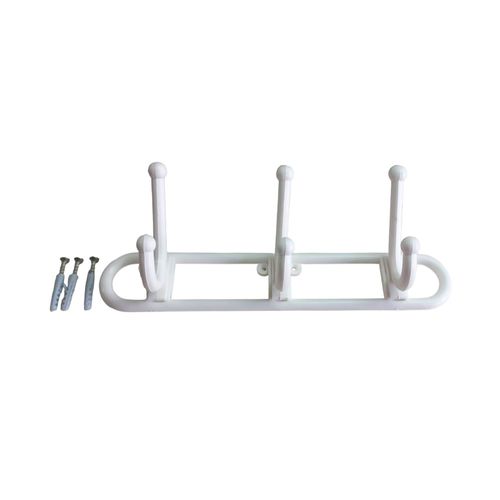 Perchero Pared 3 Ganchos 20X10 Cm Plástico Blanco Detalles