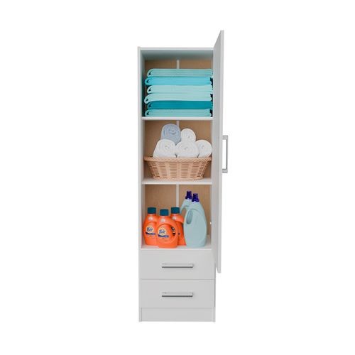 Despensero 45x160 Cm Melamina Blanco 1 Puerta 2 Cajones Bahía Orlandi
