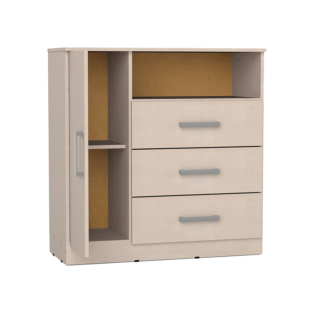 Cómoda 91,5x90x37 Cm Beige 1 Puerta 3 Cajones Bahía Orlandi