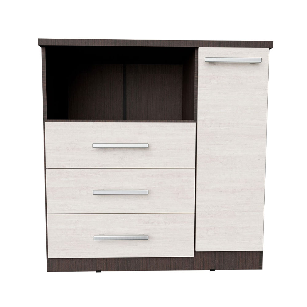 Cómoda 91x54x93 Cm Wengue/Venecia 3 Cajones 1 Puerta Premium Orlandi