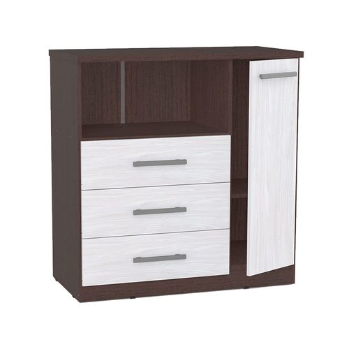 Cómoda 91x54x93 Cm Wengue/Venecia 3 Cajones 1 Puerta Premium Orlandi