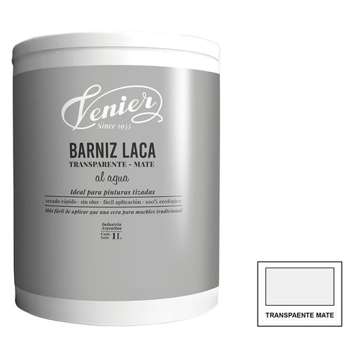 Barniz Laca Transparente Mate 1 Lts Al Agua Venier