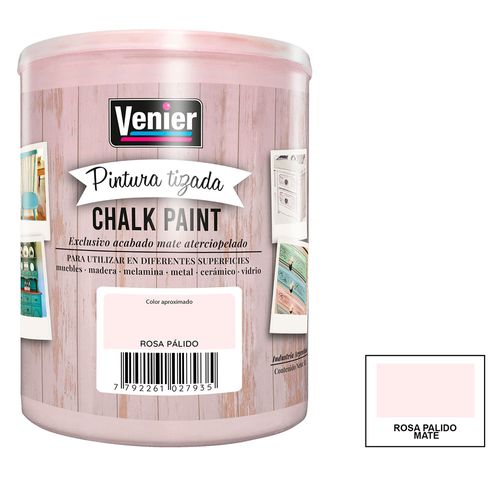 Pintura Acrílica Tizada Rosa Pálido Mate 1 Lts Chalk Paint Venier