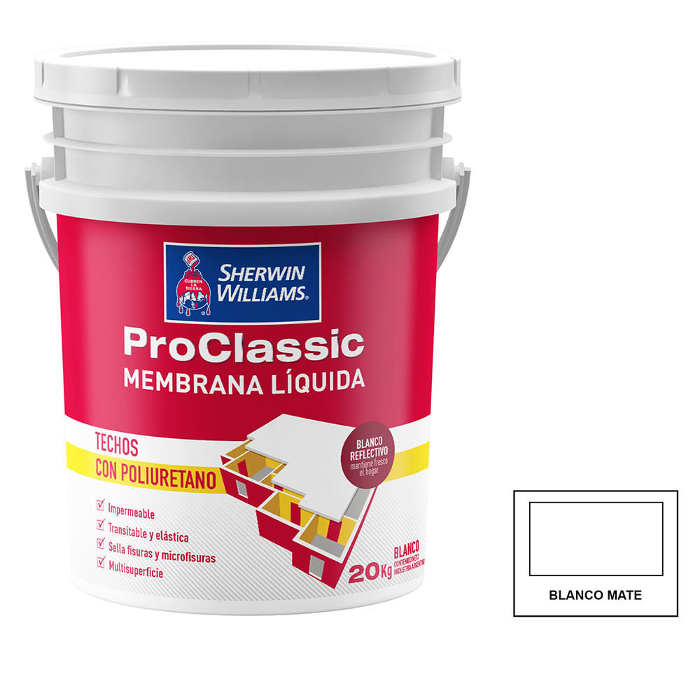 Membrana Líquida Blanco Mate 20 Kg Con Poliuretano Proclassic Sherwin Williams